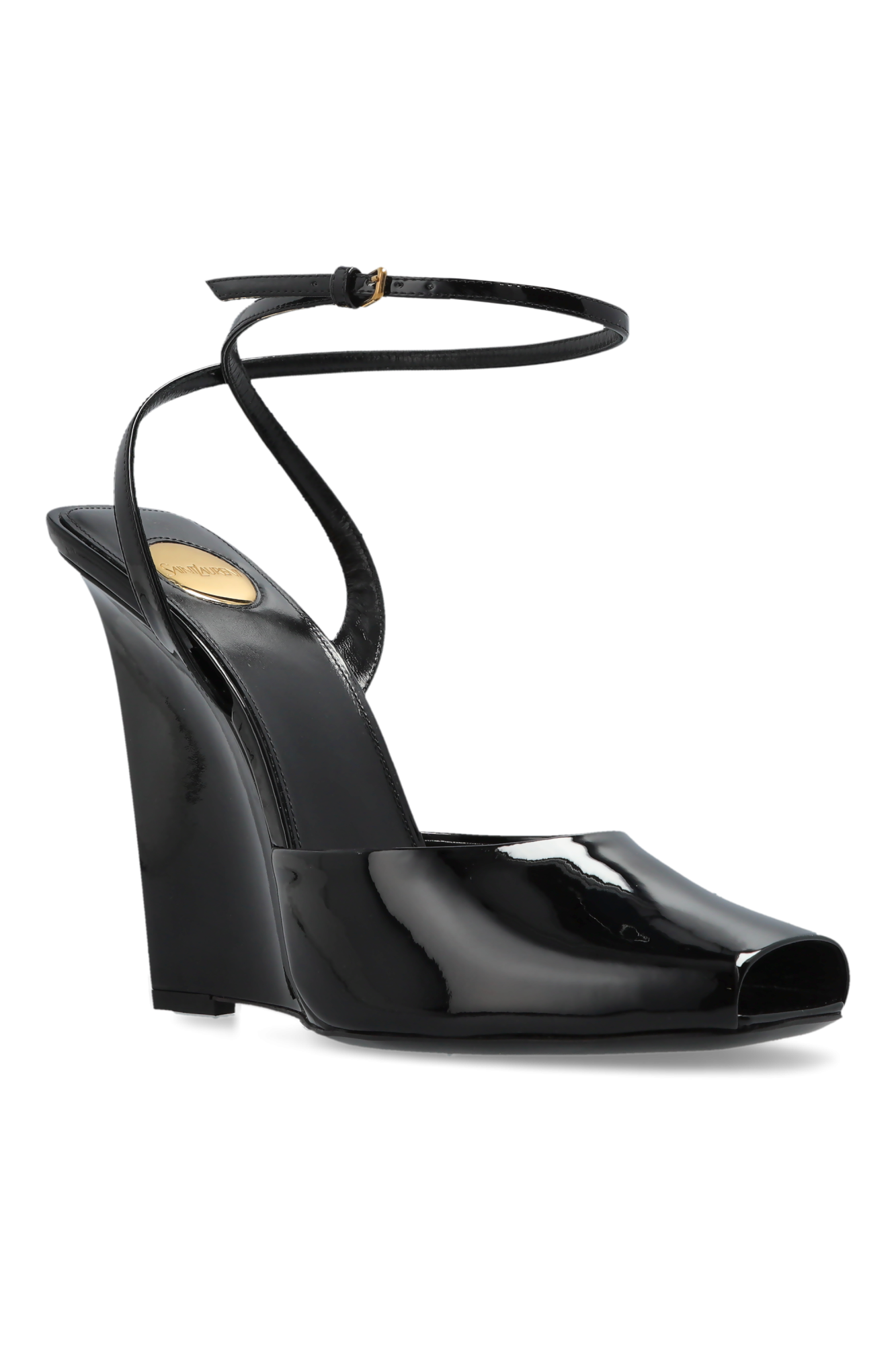 SAINT LAURENT ブラックウェッジサンダル ミュール & ウェッジソール | Saint Laurent サンローラン | YSL JP